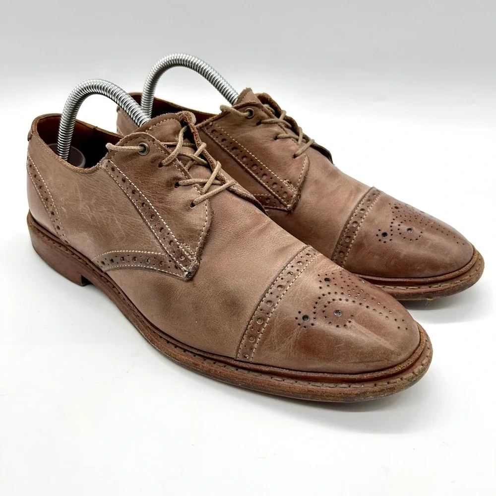 Allen Edmonds Bainbridge Cap Toe Oxford Brown Leather Mens Dress Shoes 8 D 8176‎